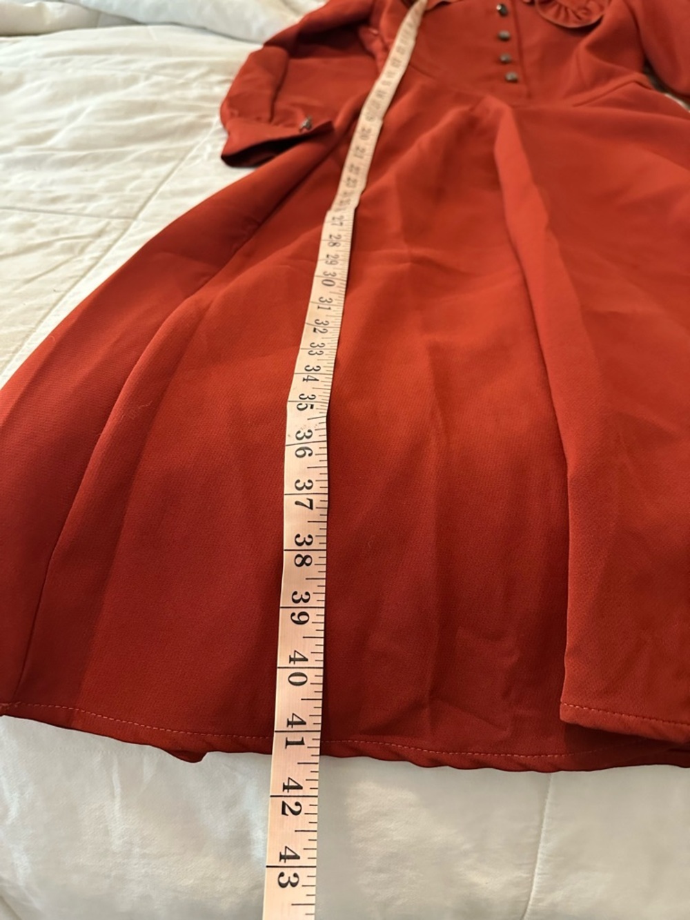VTG 50s Burgundy Doll Collar Button Fit And Flare Pin Up Midi Dress S/M Retro - Picture 10 of 11
